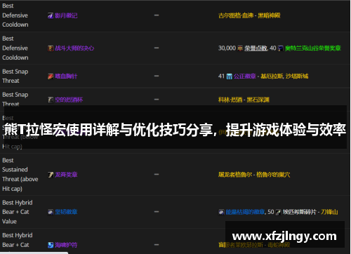 熊T拉怪宏使用详解与优化技巧分享，提升游戏体验与效率